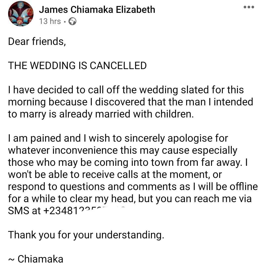 nigerian-lady-cancels-wedding-after-discovering-her-man-is-married-with